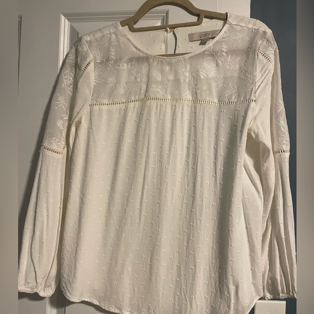 Loft White Textured Blouse - MP